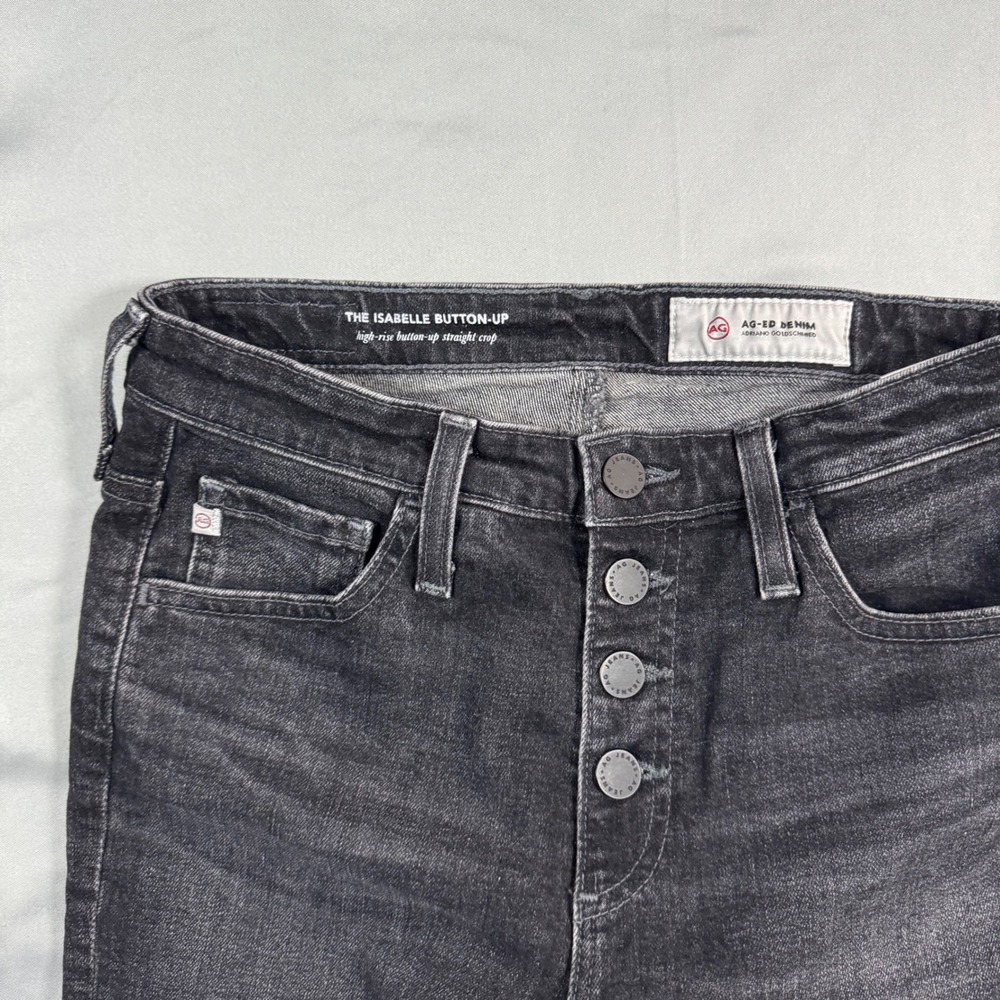 AG Adriano Goldschmied The Isabelle Straight Crop Jeans Black Women's 25R - Picture 4 of 10